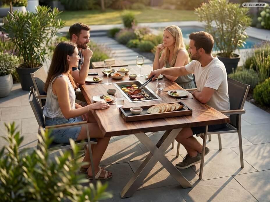 Grilltisch auf der Terrasse